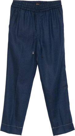 Brioni Straight Trousers, male, Blue, Size: M Straight Trousers