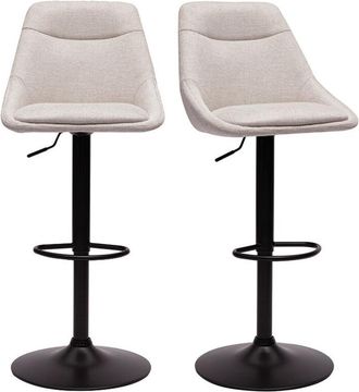 Miliboo Taburetes De Bar Ajustables Giratorios 360&deg; En Tela Efecto Terciopelo Texturizado Beige Y Metal (juego De 2) Aless