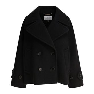 Chlo&eacute; Black Wool Coat Modern Elegance - female - Chlo&eacute; - Double-Breasted Coats - Black - XS - Coats