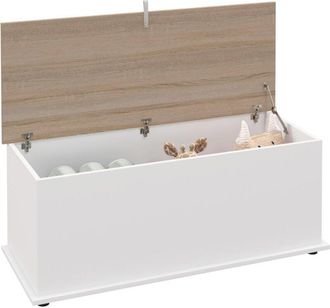 HOMCOM Ba&uacute;l De Almacenamiento De Madera Arc&oacute;n De Almacenamiento Con Tapa Carga M&aacute;x. 120 Kg Para Dormitorio Sal&oacute;n 100x40x40 Cm Natural Y Blanco