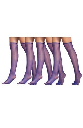 Lechery 4 Pairs of Glossy Sheer Knee-Highs in Blue at Nordstrom