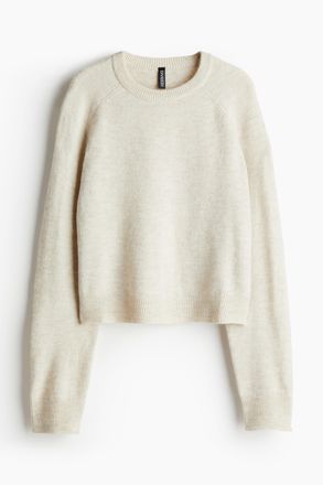 H&M Short fine-knit jumper - Beige