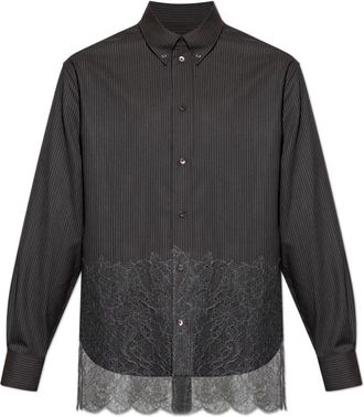 Fendi Shirt met kanten rand - Heren - Casual Overhemden - Zwart - S - Wol - Overhemden