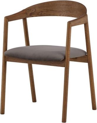 VE DESIGN Massivholz Design Stuhl Langön mit Armlehnen - Braun/Grau