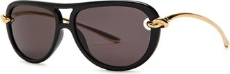 Bottega Veneta Knotted Aviator-style Sunglasses - Black - One Size