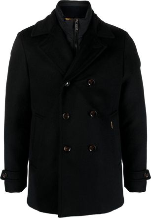 Moorer double-breasted layered peacoat - men - Polyamide/Wool/Cashmere/Feather Down - 56 - Blue