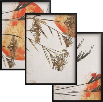 OEM P&oacute;steres De Arte Mural Con Marcos Negros, Conjunto De Dormitorio Con C&eacute;sped Bohemio