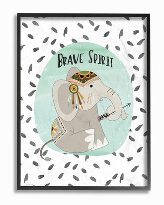Stupell Industries Brave Spirit Tribal Elephant By Jo Moulton Framed Art