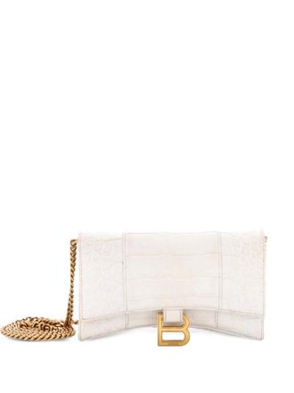 Balenciaga Hourglass Chain Wallet Crocodile Embossed Leather clutch bag - Wit