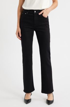 Madewell Longline Straight Leg Jeans in Black Frost at Nordstrom, Size 33P