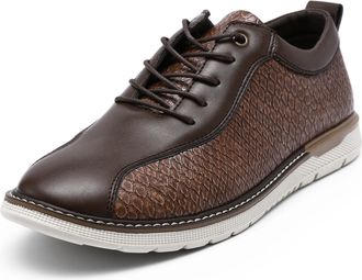 AlltheMen Mens Dress Shoes Business Casual Oxford Shoes for Men, Dark Brown, 8 UK