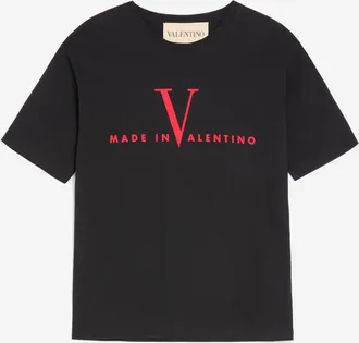 Valentino Mens Cotton T-Shirt With Logo Black T-Shirts And Polos