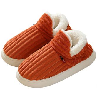 Generic The Cozy & Stylish Slipper, Slipper Booties for Women Men, Warm Plush House Slippers Thick Sole Anti-Skid Slides (Orange,Large)