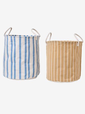 Vertbaudet Aufbewahrungsk&ouml;rbe 2er-Set Kinderzimmer beige gestreift