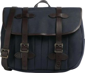 Filson Cross Body Messenger, male, Blue, ONE SIZE, Medium Buckled Twill Shoulder Bag