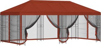 vidaXL Gazebo Con Paredes Laterales 6 X 3 M Terracota Vidaxl