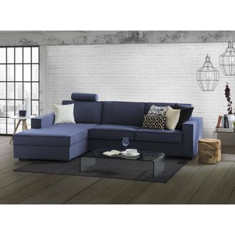 Talamo Italia Sofa Cama Adelina, Sof&aacute; De Esquina, 100% Made In Italy, Sof&aacute; Con Apertura Giratoria, Pen&iacute;nsula Contenedor Izquierda, Con Reposabrazos Est&aacute;ndar, Cm 280