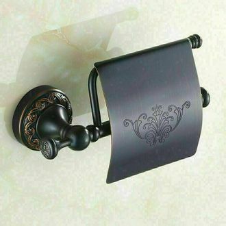 OEM Portarrollos De Papel Higi&eacute;nico Con Tapa, Acabado En Lat&oacute;n Antiguo Cepillado, Negro
