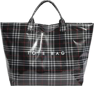 Generic Womens Tote, Hand Bags for Women Christmas Checkered PVC Letter Print Retro Waterproof Tote Bag, Fashion Bags for Women. (Black)