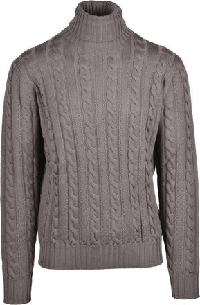 FILIPPO DE LAURENTIIS Grey Extrafine Merino Wool Cable Knit Sweater