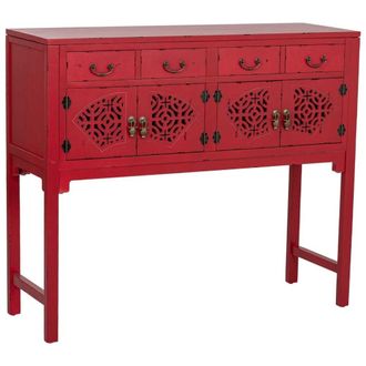 Wanderlust Deco Recibidor de madera rojo 120x40x102h cm