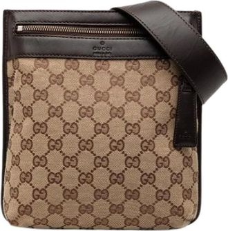 Gucci Pre-owned Cross Body Bags, female, Beige, Size: ONE SIZE Pre-owned Vintage Canvas Crossbody Bag