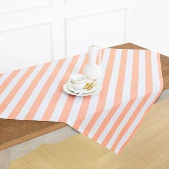 Solino Home Linen Table Throw 52 x 52 Inch for Dining Table, Holiday and Everyday Table Decor - Cabana Stripe in Orange And White at Nordstrom, Size