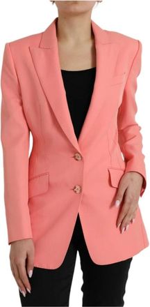 Dolce & Gabbana Stijlvolle Roze Peak Lapel Blazer - Dames - Blazers - Roze - XS - Leer - Jassen