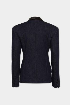 Dsquared2 Silk-Lapel Denim Blazer - Navy