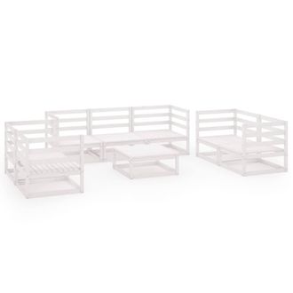 Berkfield Home 8 Piece Garden Lounge Set White Solid Wood Pine