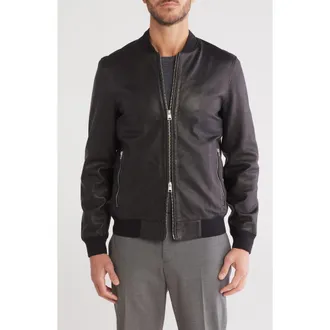 AllSaints Niko Leather Bomber Jacket in Black at Nordstrom Rack, Size Xx-Large