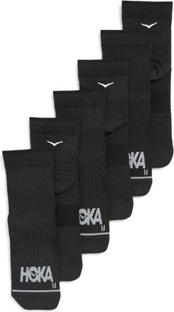 Hoka One One 3-Pack Running Quarter Socks in Black /Black /Black at Nordstrom, Size Medium