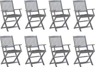 vidaXL Sillas De Jard&iacute;n Plegables 8 Uds Y Cojines Madera Maciza Acacia Vidaxl