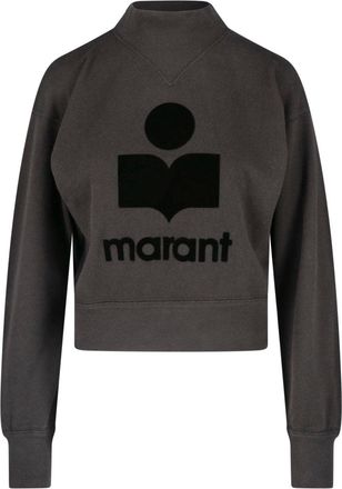Isabel Marant Textured Logo Graphic Cropped Sweater