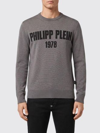 Philipp Plein Maglia girocollo in misto lana e cotone con motivo logo jacquard all-over