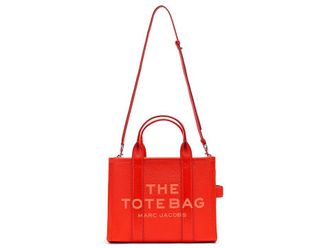 Marc Jacobs The Leather Medium Tote Bag Tote Handbags Electric Orange