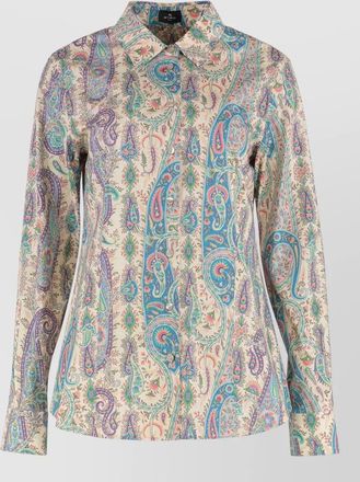 Etro paisley stretch cotton long sleeve shirt