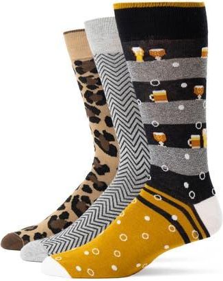 Lorenzo Uomo Assorted 3-Pack Crew Socks in Taupe at Nordstrom Rack, Size 10-13