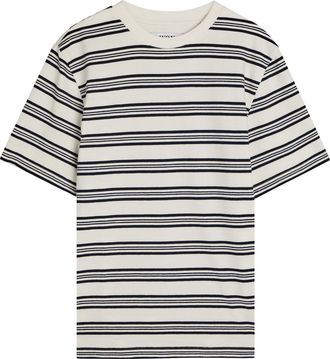Wax London Dean Striped Textured Cotton T-shirt - Navy - Xxl