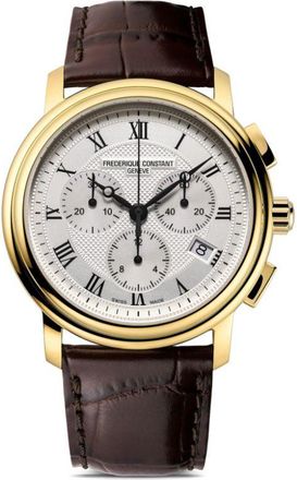Frederique Constant Classics Quartz Chronograph 40mm - men - Yellow Gold Plated Stainless Steel/Calf Leather - One Size - Silver