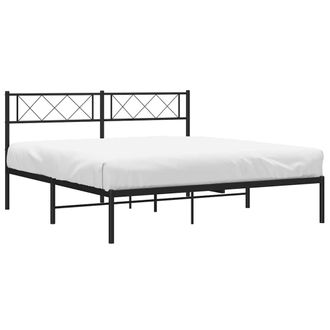 vidaXL Vidaxl - Estructura Cama Sin Colch&oacute;n Con Cabecero Metal Negro 135x190 Cm