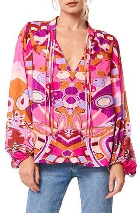 Ciebon Tess Print Puff Sleeve Blouse in Pink Multi at Nordstrom Rack, Size X-Small