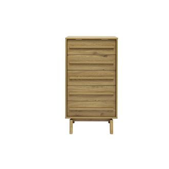 Miliboo C&oacute;moda Alta Acabado Madera Roble 5 Cajones L60 Cm Yseult
