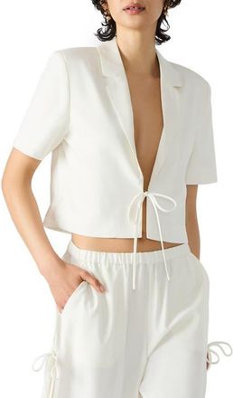Steve Madden Fia Tie Front Short Sleeve Crop Blazer in Antique at Nordstrom, Size Small