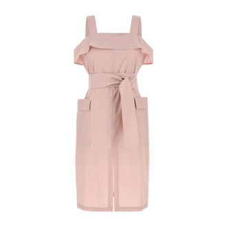 Max Mara Arte 1234 Midi Katoenen Poplin Jurk - Dames - Korte kleedjes - Roze - XS - Katoen - Kleedjes
