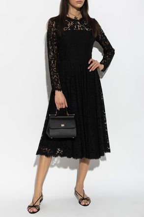 Dolce & Gabbana Lace Dress With Long Sleeves, Womens, Black