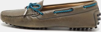 Tod's Tods Grey/blue Leather Gommino Bow Slip On Loafers