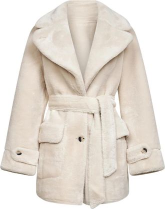 Urban Code Faux Fur & Shearling Jas - Dames - Jassen - Beige - S - Jassen