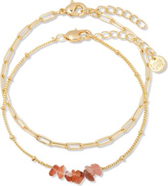 Brook & York Alex Stacked Bead & Link Bracelet Set in Gold July at Nordstrom