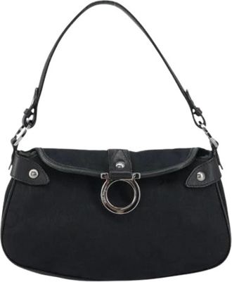 Ferragamo Pre-owned Shoulder Bags, female, Black, Size: ONE SIZE Pre-owned Canvas Shoulder Bag